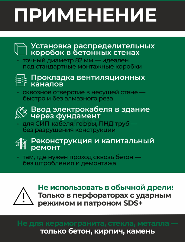 Коронка по бетону твердосплавная 82 мм ВОЛАТ (88982) - Фото 4