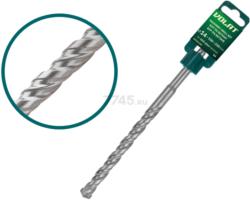Бур (сверло) SDS-plus 14х150х210 мм ВОЛАТ S4 (82114-210)