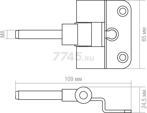 Петля дверная ввертная STARFIX FT-65 белая (SMP-74693-1) - Фото 2