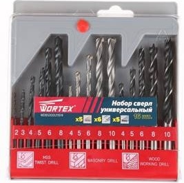 Набор сверл по дереву/металлу/бетону 4-10 мм 16 штук WORTEX (WDBS000U11614) - Фото 2