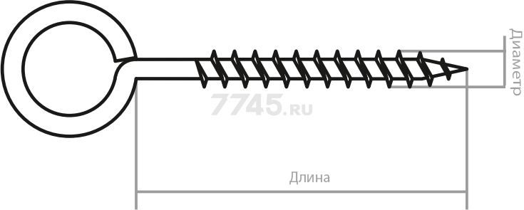 Крючок О-образный 6х60 мм цинк STARFIX 20 штук (SMP2-66915-20) - Фото 2