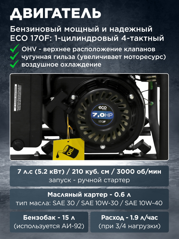 Генератор бензиновый ECO PE-3001RS - Фото 4
