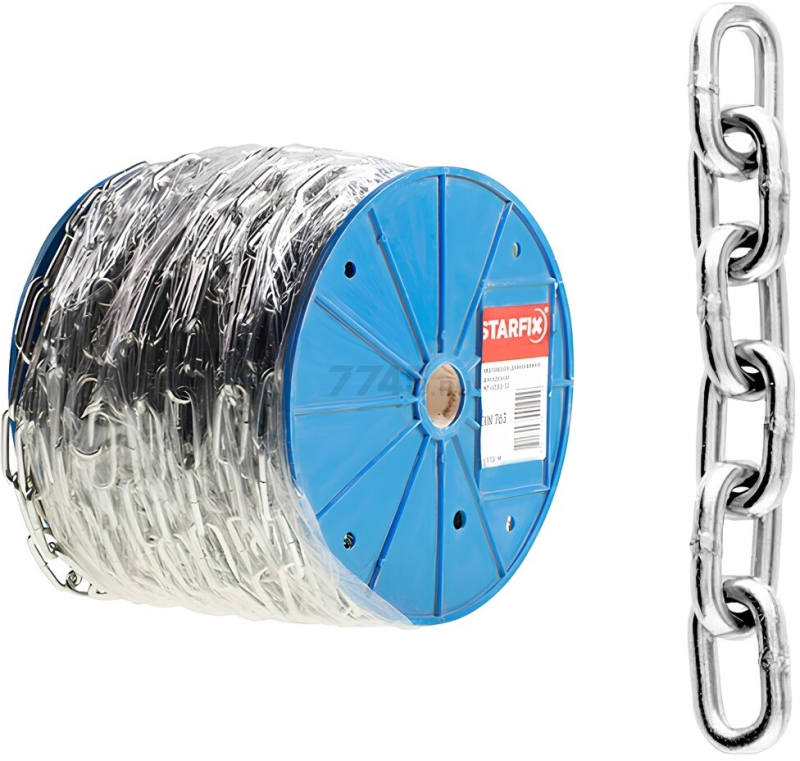 Цепь сварная короткозвенная оцинкованная SLC M5 DIN 766 STARFIX бухта 30 м (SMP-63685-30) - Фото 5