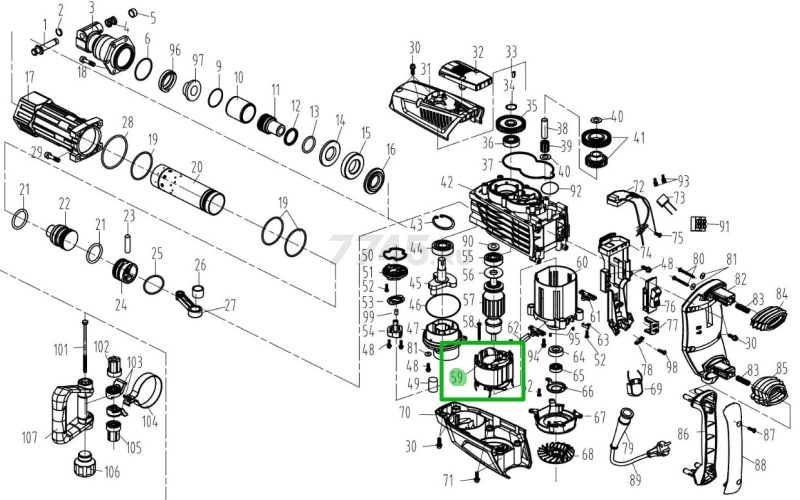 Статор для отбойного молотка BULL SH 1501 (Z1G-DW-45C-059)