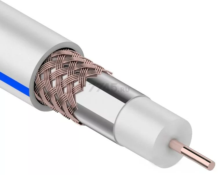 Кабель коаксиальный PROCONNECT LIGHT RG-6U CCS/Al/Al 32 % 75 Ом 100 м белый (01-2251)