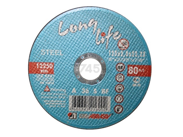 Круг отрезной 180х2,5х22 мм LUGAABRASIV для металла Long Life (4603347236918)