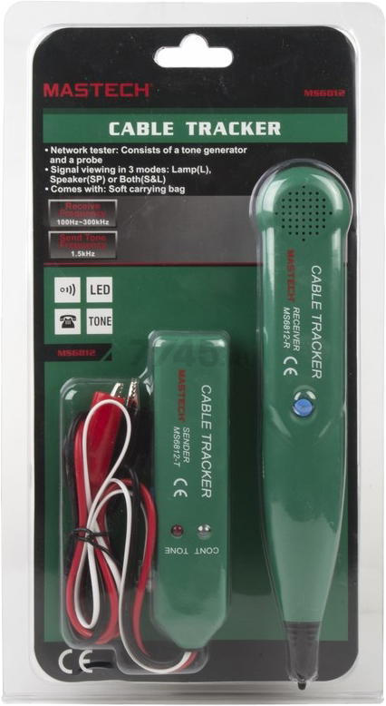 Тестер кабеля (трассоискатель) MASTECH MS6812 (13-1220) - Фото 15