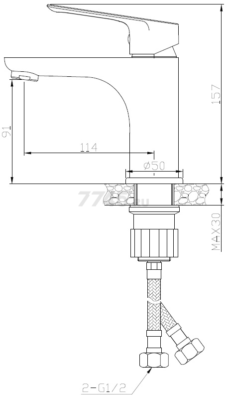 Смеситель для умывальника AV ENGINEERING AVBEL1-A360 (AVBEL1-A360-255) - Фото 2