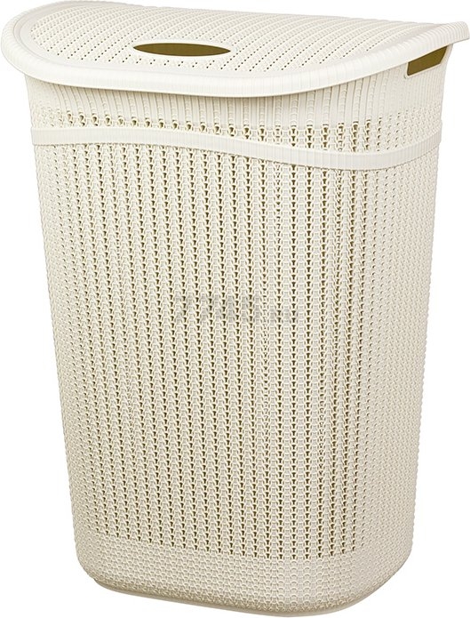 Корзина для белья ВЯЗАНИЕ белая 55 л (М2613)