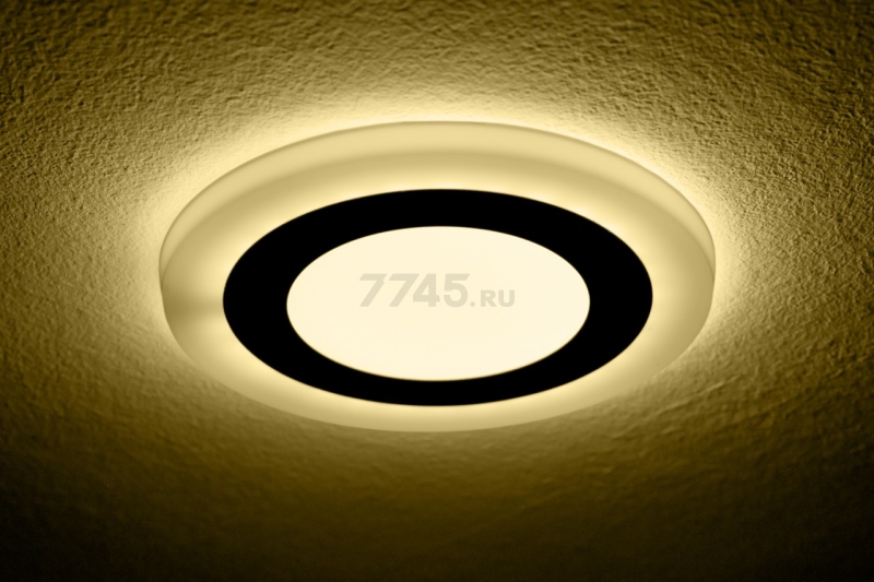Светильник встраиваемый светодиодный 3+2 Вт 4000K TRUENERGY Color Круг с желтой подсветкой (10221) - Фото 3