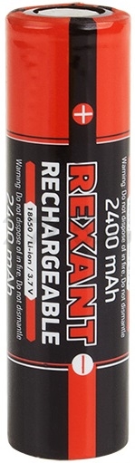 Аккумулятор 18650 REXANT 3,7 V 2400 mAh литий-ионный 2 штуки (30-2010-05)
