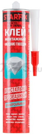 Клей монтажный каучуковый STARFIX Жидкие гвозди бесцветный 300 мл (SM-41086-1)