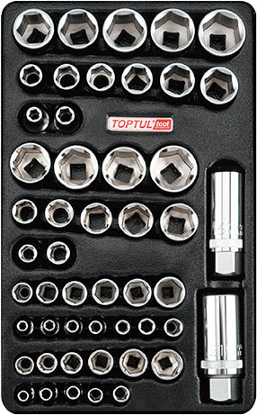 Набор головок 1/4", 3/8" 6 граней 50 предметов TOPTUL (GZA-5001)
