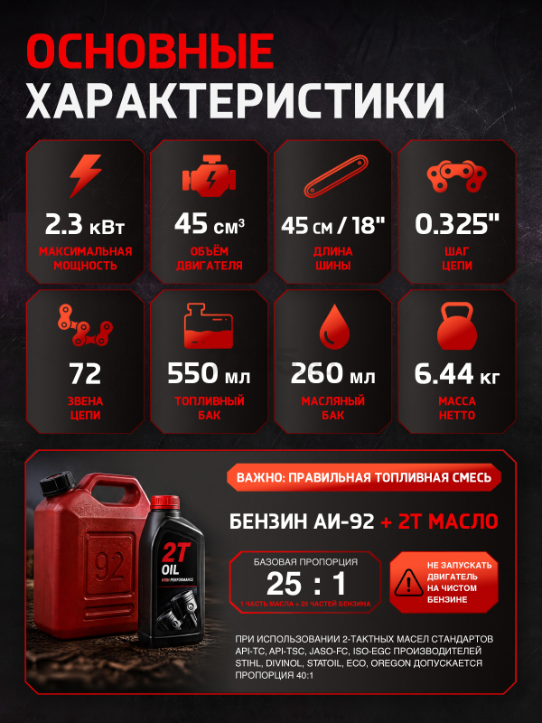 Бензопила ECO CSP-235 - Фото 8
