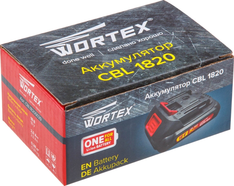 Аккумулятор 18 В 2 Ач Li-Ion WORTEX CBL 1820 XLT (CBL18200029) - Фото 4