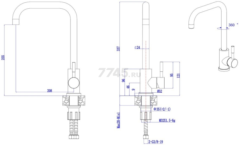 Смеситель для кухни AV ENGINEERING AVZAR4-B304GT (AVZAR4-B304GT-736) - Фото 10