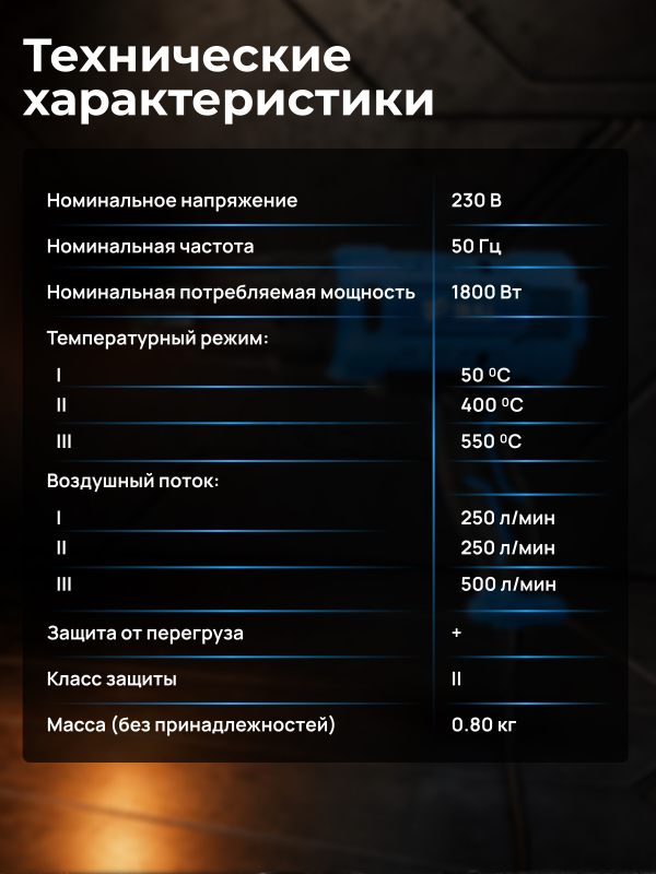 Фен строительный (термовоздуходувка) BULL HG 5501 (16031326) - Фото 8