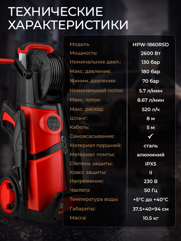 Мойка высокого давления ECO HPW-1860RSD (HPW1860RSD01) - Фото 2
