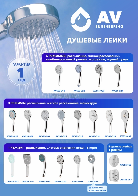 Лейка для душа AV ENGINEERING AVSSS-056 - Фото 7
