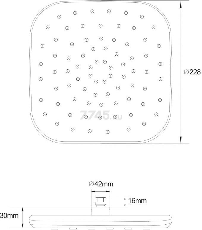 Верхний душ квадратный AV ENGINEERING AVSSS-057 - Фото 3