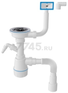 Сифон для кухни выпуск 3 1/2" прямоугольный перелив гибкая труба 1 1/2"- 40/50 мм AV ENGINEERING (AVE129740) - Фото 2