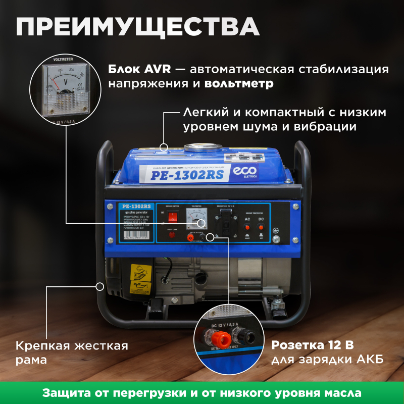 Генератор бензиновый ECO PE-1302RS - Фото 2