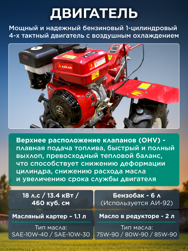 Культиватор бензиновый ASILAK SL-186L (SL-186L-6512) - Фото 4