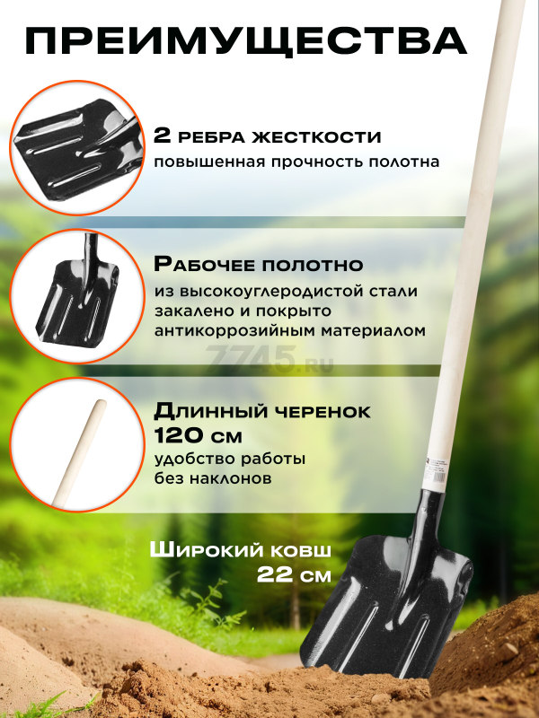 Лопата совковая STARTUL GARDEN (ST6097-02) - Фото 2