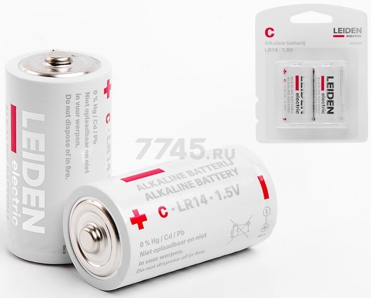 Батарейка C LEIDEN ELECTRIC 1,5 V алкалиновая 2 штуки (808004)