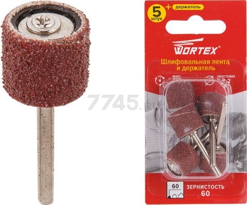 Шлифлента для гравера 13 мм WORTEX 5 штук и держатель (ETDB3215018)