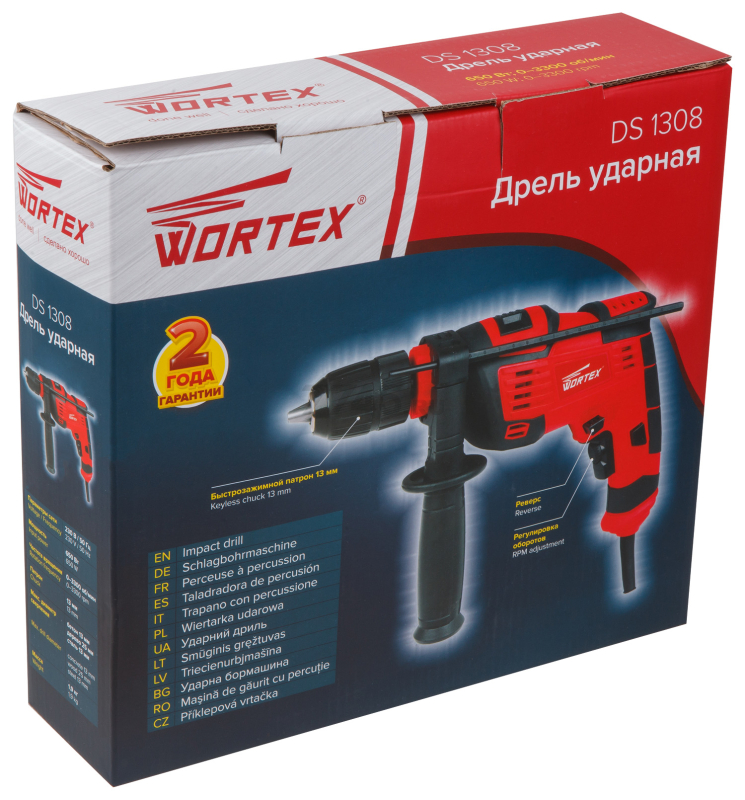 Дрель ударная WORTEX DS 1308 (DS130800029) - Фото 12