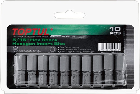 Насадка шестигранник 5 мм 5/16" 10 штук TOPTUL (FSDA1005G)