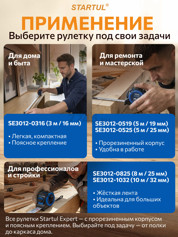 Рулетка 3 м STARTUL Expert (SE3012-0316M) - Фото 3