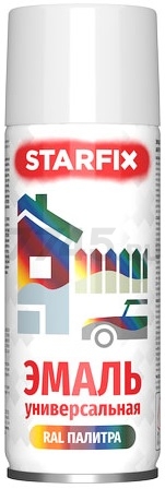 Краска-эмаль аэрозольная универсальная белый глянец 9003 STARFIX 520 мл (SM-103031-1)