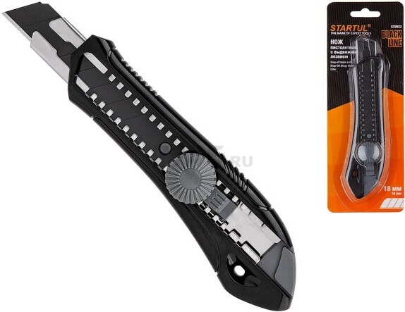 Нож канцелярский выдвижной 18 мм STARTUL Black Line (ST0922)