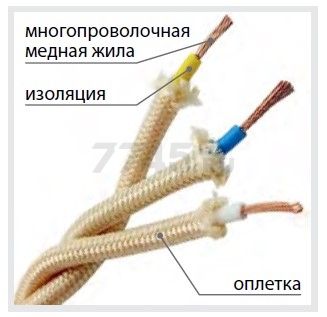 Провод 2х2,5 TDM Ретро Эко 50 м бежевый (SQ2801-0112) - Фото 3