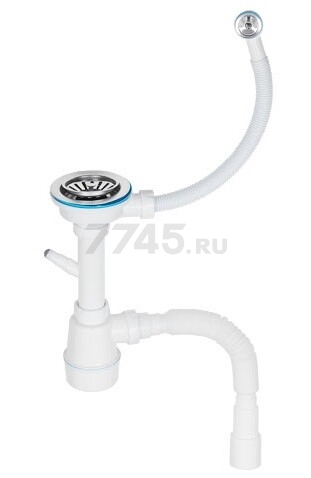 Сифон для кухни выпуск 3 1/2" круглый перелив гибкая труба 1 1/2"- 40/50 мм AV ENGINEERING (AVE129777) - Фото 2