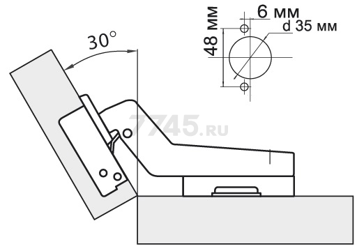 Петля мебельная с доводчиком STARFIX кухонная 90 угловая (SMF-10294) - Фото 2