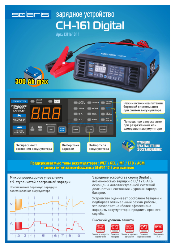 Устройство зарядное SOLARIS CH-161 Digital (CH161D11) - Фото 10