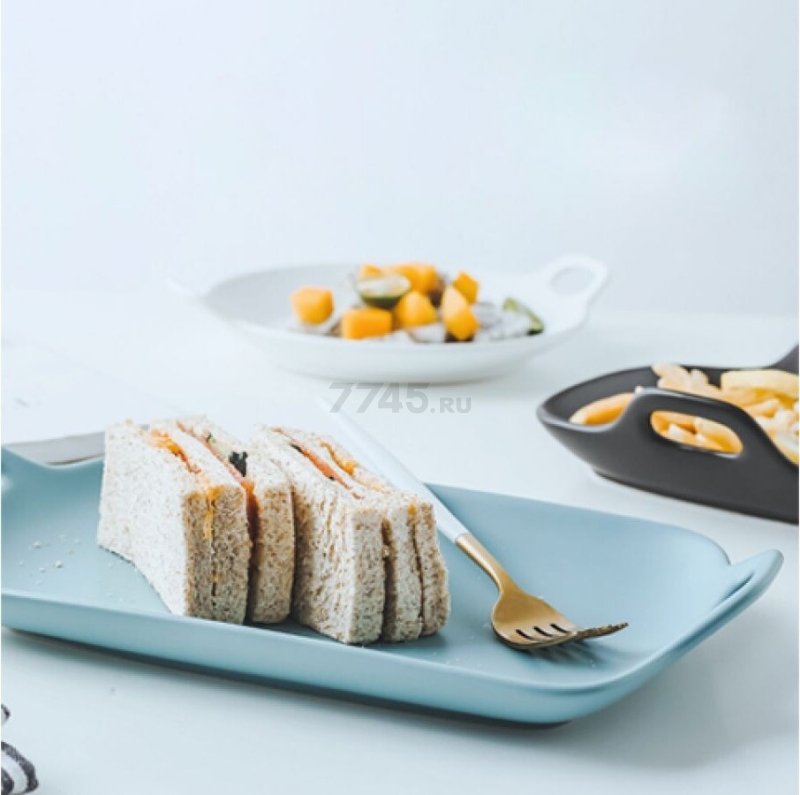 Блюдо керамическое прямоугольное PERFECTO LINEA Asian 29х17х4,5 см голубой (17-102902) - Фото 3