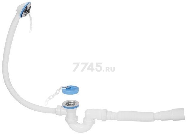 Сифон для ванны выпуск D70 перелив гибкая труба 40х40/50  AV ENGINEERING (AVE129720)
