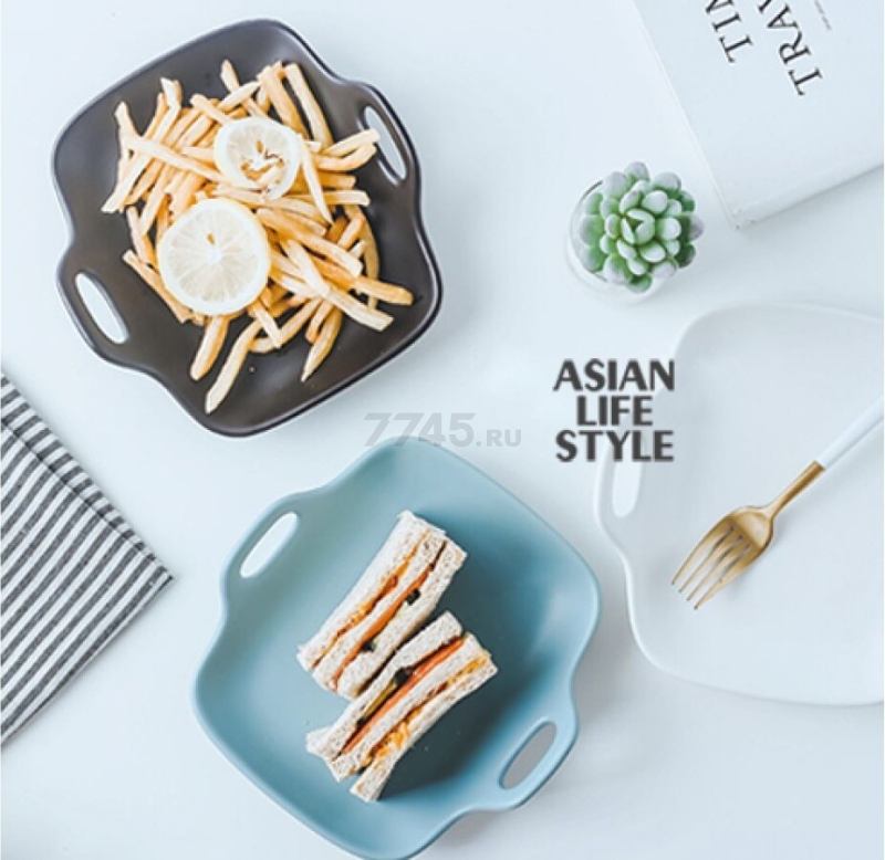 Блюдо керамическое квадратное PERFECTO LINEA Asian 19х18,5х4,7 см серый (17-101903) - Фото 3