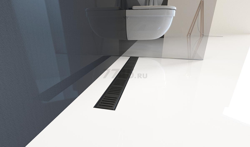 Водоотводящий желоб с порогами для перфорированной решетки чёрный Simple ALCAPLAST (AG101101650) - Фото 2
