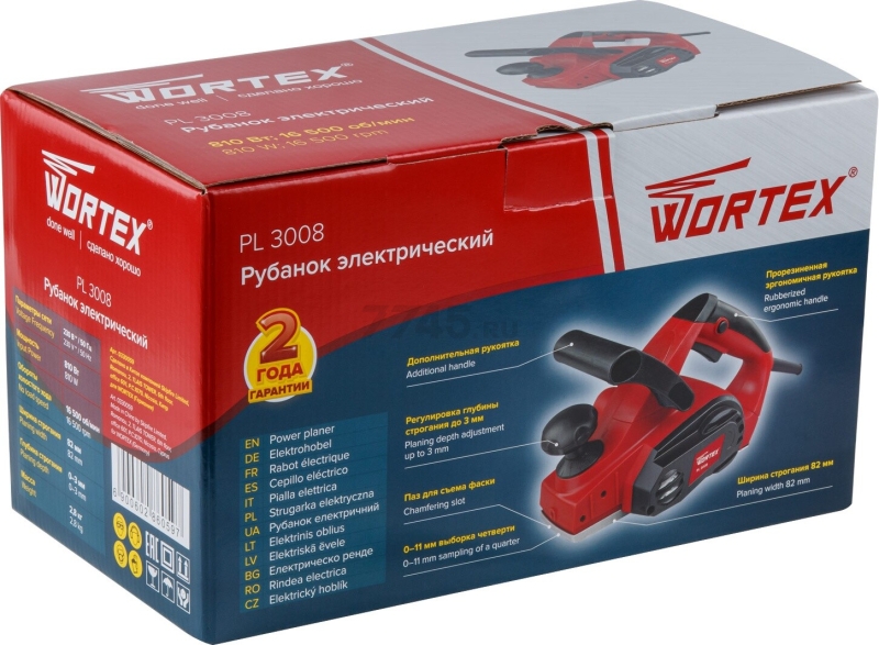 Электрорубанок WORTEX PL 3008 (0330059) - Фото 8
