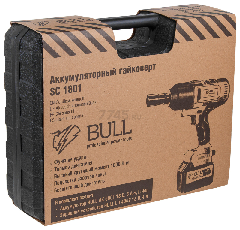 Гайковерт аккумуляторный ударный BULL SC 1801 XLTpro (0329177) - Фото 17