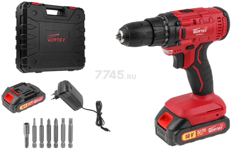 Дрель-шуруповерт аккумуляторная WORTEX LX BD 1820 Li XLT SET (0329076) - Фото 11