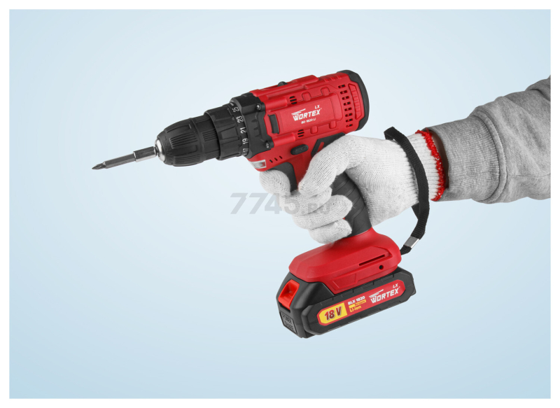 Дрель-шуруповерт аккумуляторная WORTEX LX BD 1820 Li XLT SET (0329076) - Фото 23