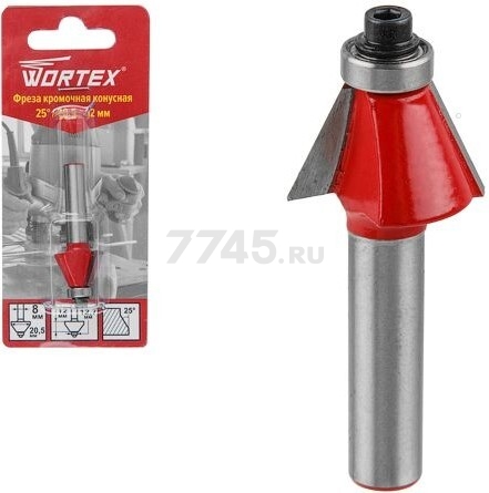 Фреза по дереву кромочная конусная 20,5х12х52 мм WORTEX (0318099)