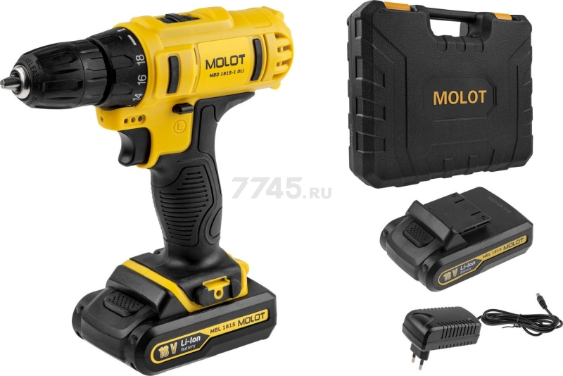 Дрель-шуруповерт аккумуляторная MOLOT MBD 1815-1 DLi (0329136)