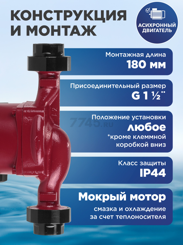 Насос циркуляционный A&P Titan-RS25-60-180 (AP118T007) - Фото 5